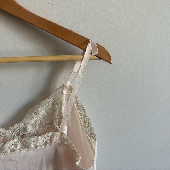 Vintage Light Pink Lace Trim Tank Sleeveless Nightgown Lingerie Slip Dress - Picture 8 of 12